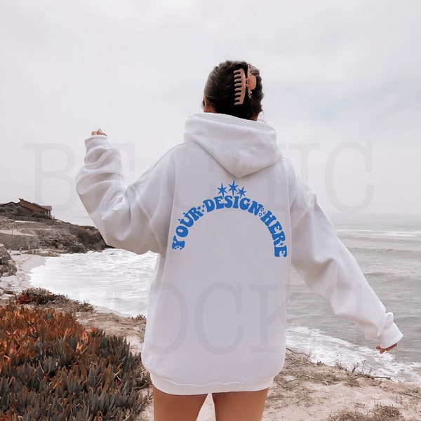 Gildan 18500 Outdoor Mockup | White 18500 Model | Back of 18500 Mockup | 18500 Back Model | Hoodie Mockup | Hoodie Model