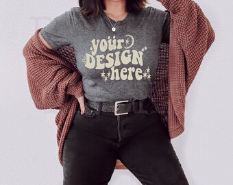 Dunkelgrau Heather Bella Canvas 3001 Mockup | Unisex T-Shirt (Digitaler Download)