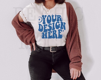 Bella Canvas 3001 Natural Shirt Mockup, Modell Mockup (Digitaler Download)