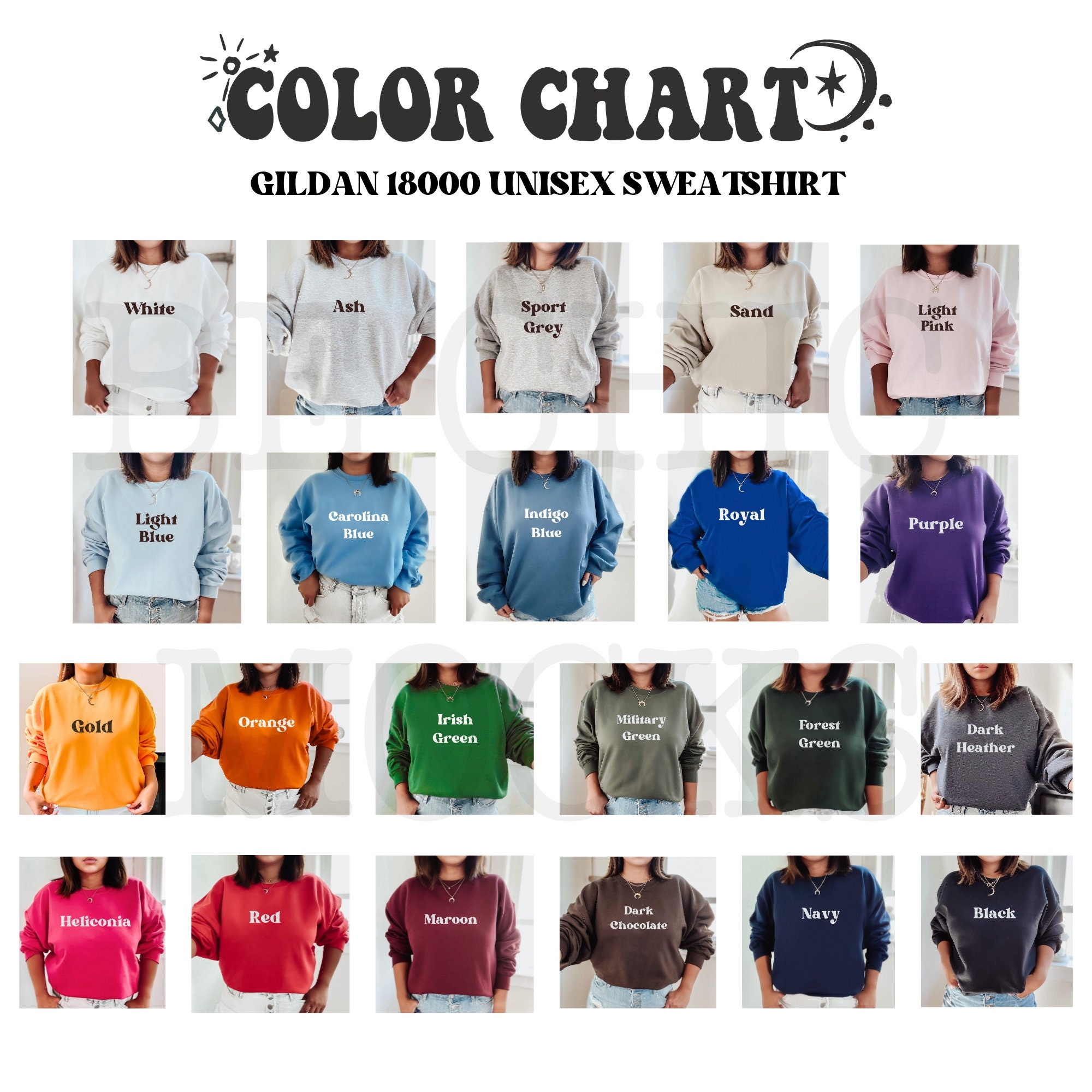 Gildan 18000 Size Chart Mockup Sweatshirt Sizing Gildan Unisex