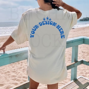 Bella Canvas 3001 Beach Mockup | Bella Canvas Natural Shirt Mockup | 3001 Back Model Mockup| Bella Canvas Model | Back of T-shirt Model