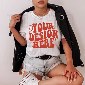 Bella Canvas 3001 Mockup | Bella Canvas White Shirt Mockup | Bella Canvas Model Mockup | 3001 Boho Mockup