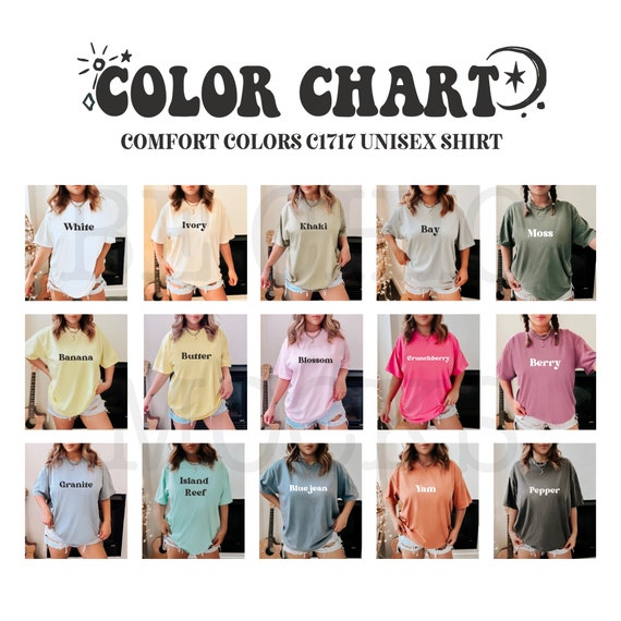 Comfort Colors C1717 Color Chart | Comfort Colors C1717 Color Swatch | C1717 Swatch Mockup | Color Chart Mockup | C1717 Color Chart