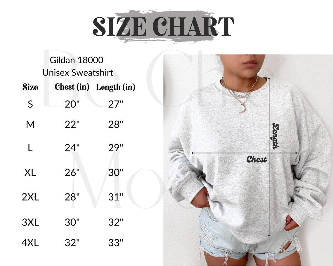 gildan 1800 size chart