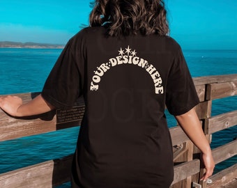 Bella Canvas 3001 Black T-Shirt Back Mockup (JPG & PNG)