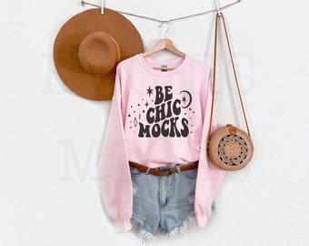 Gildan 18000 Mockup Gildan Light Pink Sweatshirt Mockup Hanging Trendy Mockup Chic Mockup