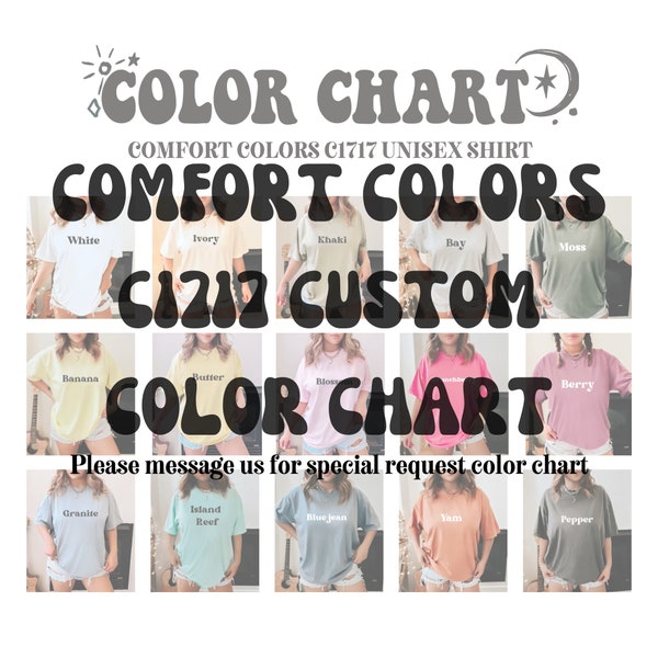 Custom Special Request Color Chart | Comfort Colors C1717 Color Chart | C1717 Shirt Color Swatch | Swatch Mockup | Color Chart Mockup