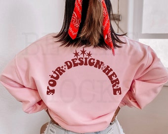 Gildan 18000 Mockup | Gildan 18000 Back Mockup | Gildan Light Pink Sweatshirt Mockup | Model Mockup | Back of Shirt Mockup | 18000 Back