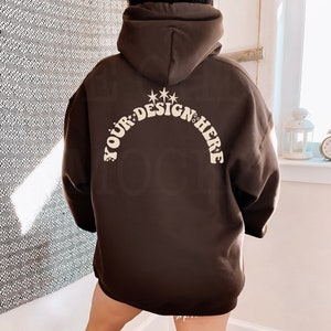 Gildan 18500 Mockup | Dark Chocolate 18500 Model | Back of 18500 Mockup | 18500 Back Model | Hoodie Mockup Model | 18500 Trendy Mockup