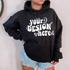Gildan 18500 Mockup | Gildan Black Hoodie Mockup | 18500 Model Trendy Mockup | 18500 Chic Mockup | 18500 Lifestyle Mockup