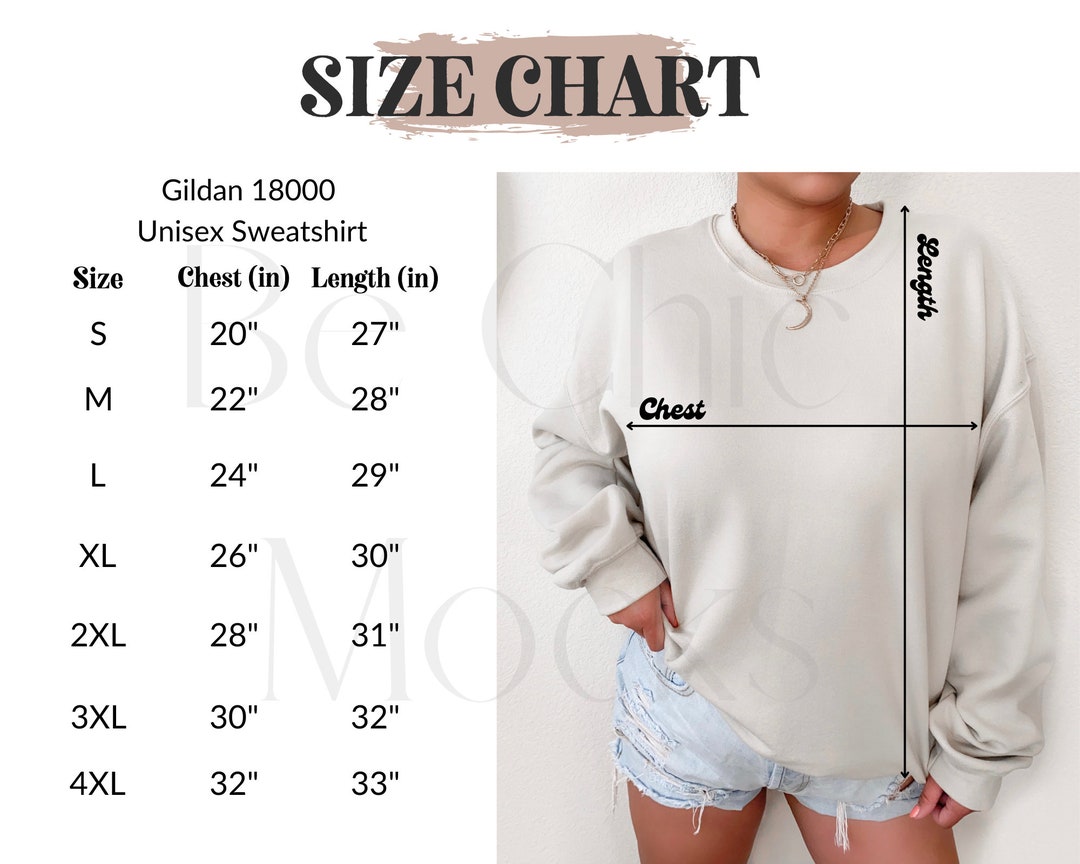 Gildan 18000 Model Size Chart Gildan Sweatshirt Size Chart Sand ...