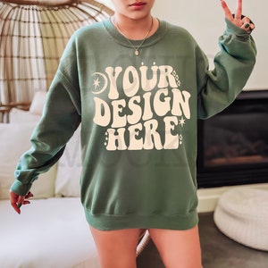 Gildan 18000 Mockup | Military Green 18000 Back Mockup | Gildan Sweatshirt Mockup | Model Mockup | Back of Sweatshirt Mockup | 18000 Back