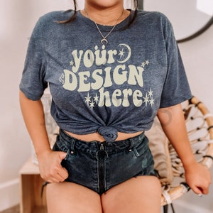 Bella Canvas 3001 Mockup | Bella Canvas Heather Midnight Navy Shirt Mockup | Bella Canvas Model Mockup | 3001 Boho Mockup