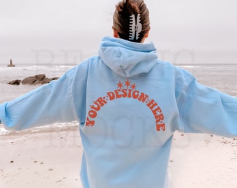 Gildan 18500 Outdoor Mockup | Light Blue 18500 Model | Back of 18500 Mockup | 18500 Back Model | Hoodie Mockup | Hoodie Model