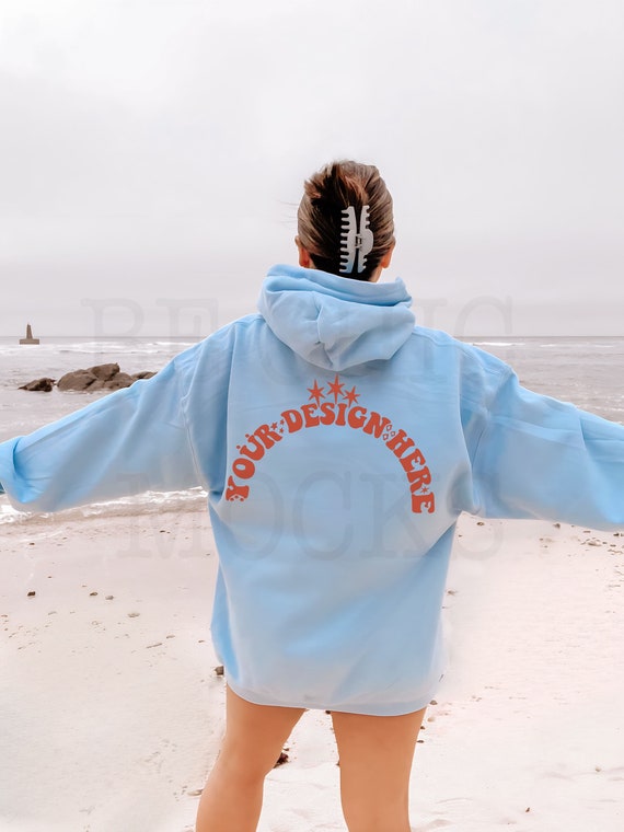Gildan 18500 Outdoor Mockup | Light Blue 18500 Model | Back of 18500 Mockup | 18500 Back Model | Hoodie Mockup | Hoodie Model