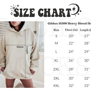Gildan 18500 Size Chart | Gildan Hoodie Size Chart | Sand Hoodie Size Chart | Gildan 18500 Model Size Chart | Gildan 18500 Mockup