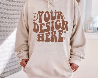 Gildan 18500 Mockup | Sand 18500 Model | Back of 18500 Mockup | 18500 Back Model | Hoodie Mockup Model | 18500 Trendy Mockup