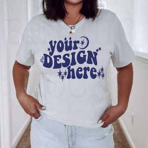Bella Canvas 3001 Mockup | Bella Canvas Silver Shirt Mockup | Bella Canvas Model Mockup | 3001 Boho Mockup
