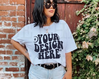 Bella Canvas 3001 Mockup / Bella Canvas camicia bianca Mockup / Bella Canvas modello Mockup / 3001 Outdoor Mockup / Bella Canvas Lifestyle Model