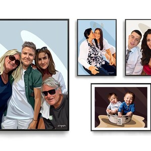 Retrato personalizado | Arte de casal, Foto de família, Desenho a partir de foto, Retrato personalizado, Impressão digital, Desenho animado, Presente para madrinha, Presente de aniversário