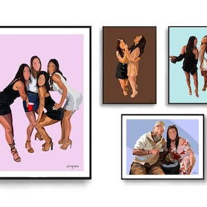 Benutzerdefinierte Gesichtslose Porträt | Paar Kunstwerk, Familienfoto, Zeichnung vom Foto, Portrait nach Maß, Digitaldruck, Cartoon, Brautjungfer Geschenk