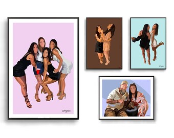 Custom Faceless Portrait | Couple Artwork, Family Photo, Drawing from Photo, Custom Portrait, Digital Print, Cartoon, Bridesmaid Gift