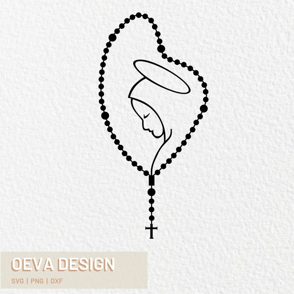 Our Lady Rosary SVG / Mary Rosary SVG / Our Lady of Lebanon SVG / Rosary Svg Png Dxf / Digital Download / Mary / Religious Icon