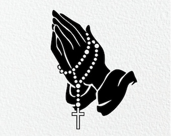 Praying Hands SVG: Christian Rosary, Faith Cut File (Digital Designs)