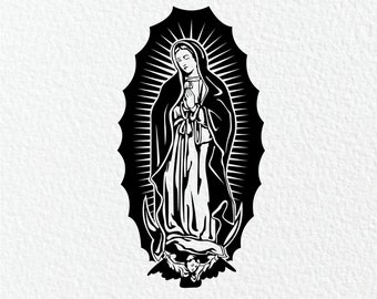 Our Lady of Guadalupe SVG | Virgin Mary SVG PNG Dxf | Mother Mary Silhouette Cut File Cricut Religious Symbol Christian Catholic Icon Jesus