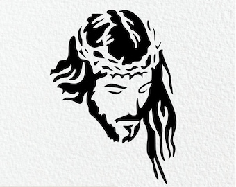 Jesus Face Silhouette SVG: Religious Christian Cut File