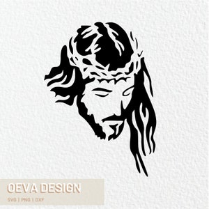 Jesus Face Silhouette SVG: Religious Christian Cut File