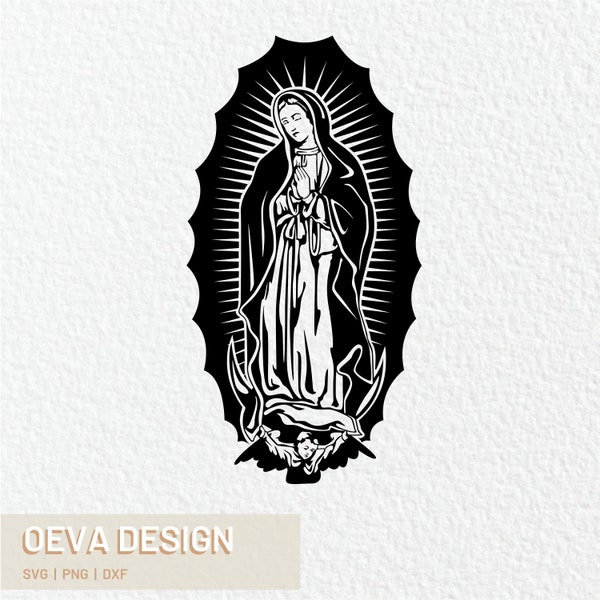 Our Lady of Guadalupe SVG | Virgin Mary SVG PNG Dxf | Mother Mary Silhouette Cut File Cricut Religious Symbol Christian Catholic Icon Jesus