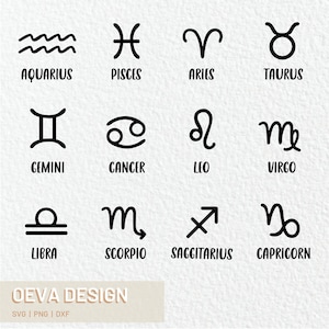Zodiac Signs SVG | Star sign PNG Cut File Astrology Constellations Commercial use Silhouette Cricut Clip art Bundle