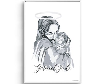 Personalized Jesus and Baby Print: Christian Home Decor