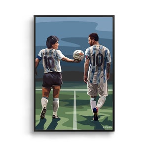 Messi & Maradona Art Print: Football Soccer World Cup Poster