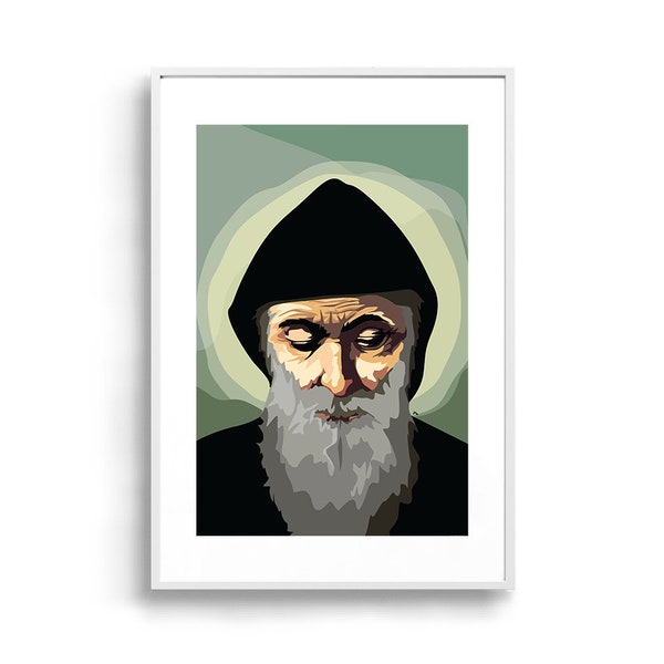 St Charbel | Framed Art Print Saint Charbel MarCharbel Artwork Religious Maronite Christian Poster Faith Religion Catholic