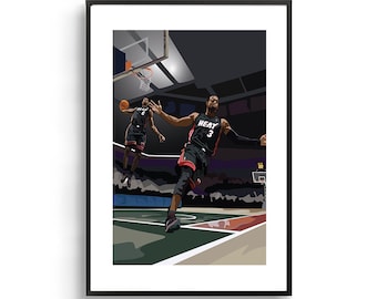Lebron James & Dwyane Wade Slam Dunk Archival Art Print