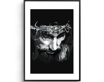 Jesus Crown of Thorns Art: Religious Bible Verse Print