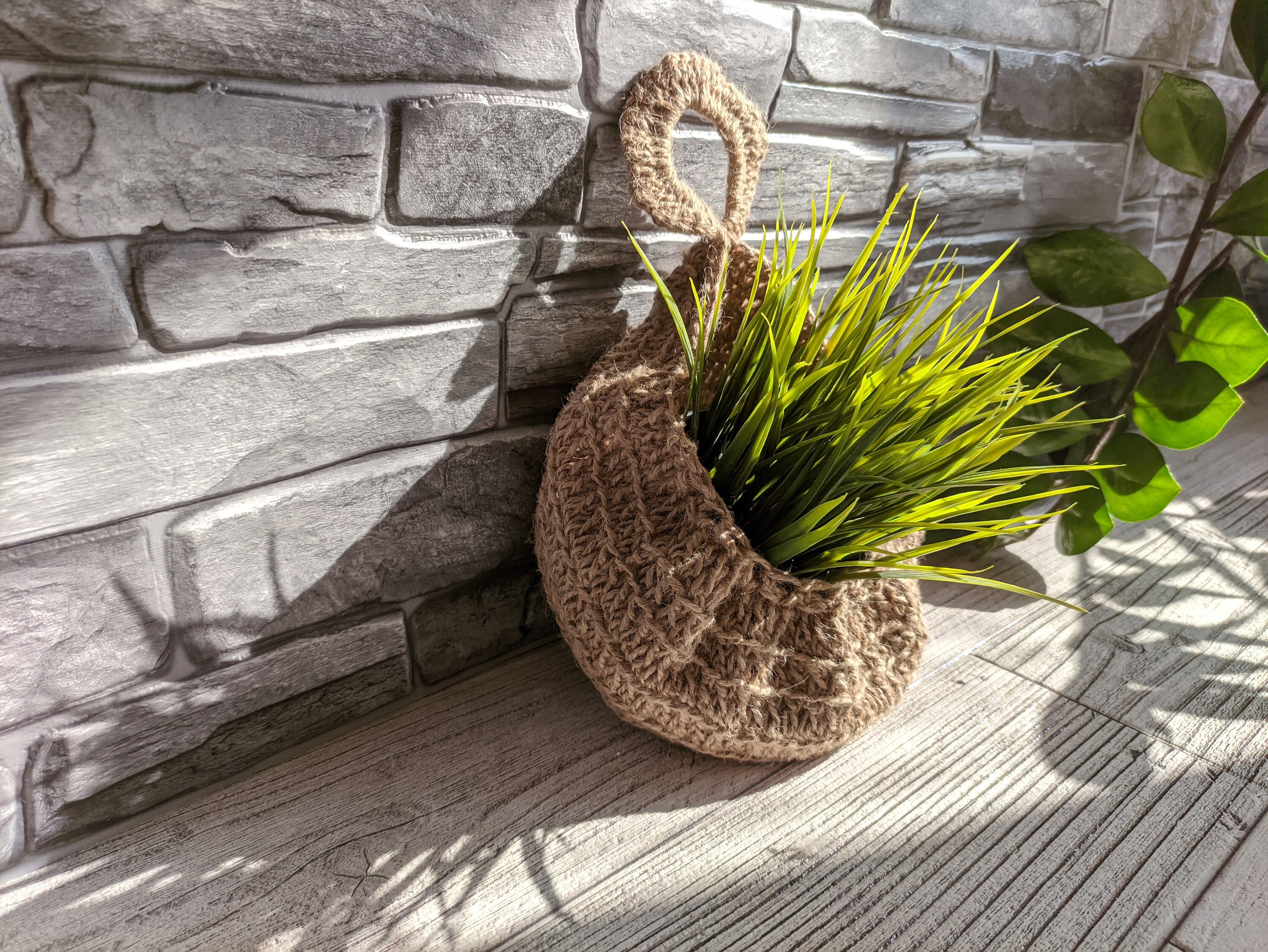 Jute basket wall mounted kitchen basket hanging knitted Etsy