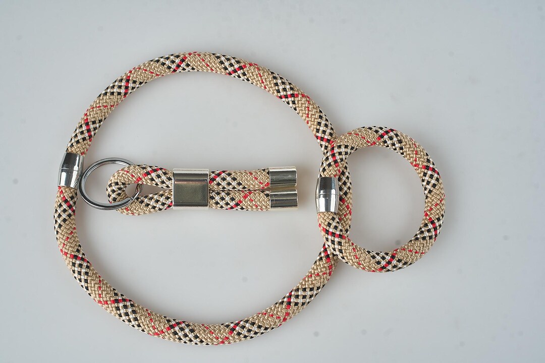 Magnetic Rope Chain Magnetic Clasp Rope Jewelry Set – Red-black-brown Necklace & Bracelet ...