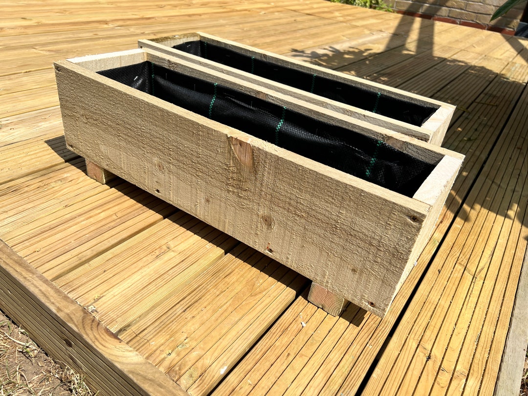 2x Wooden Planters, Fitted Lining, Raised Bed, Garden Pot, Wooden Large Planter, Free Delivery