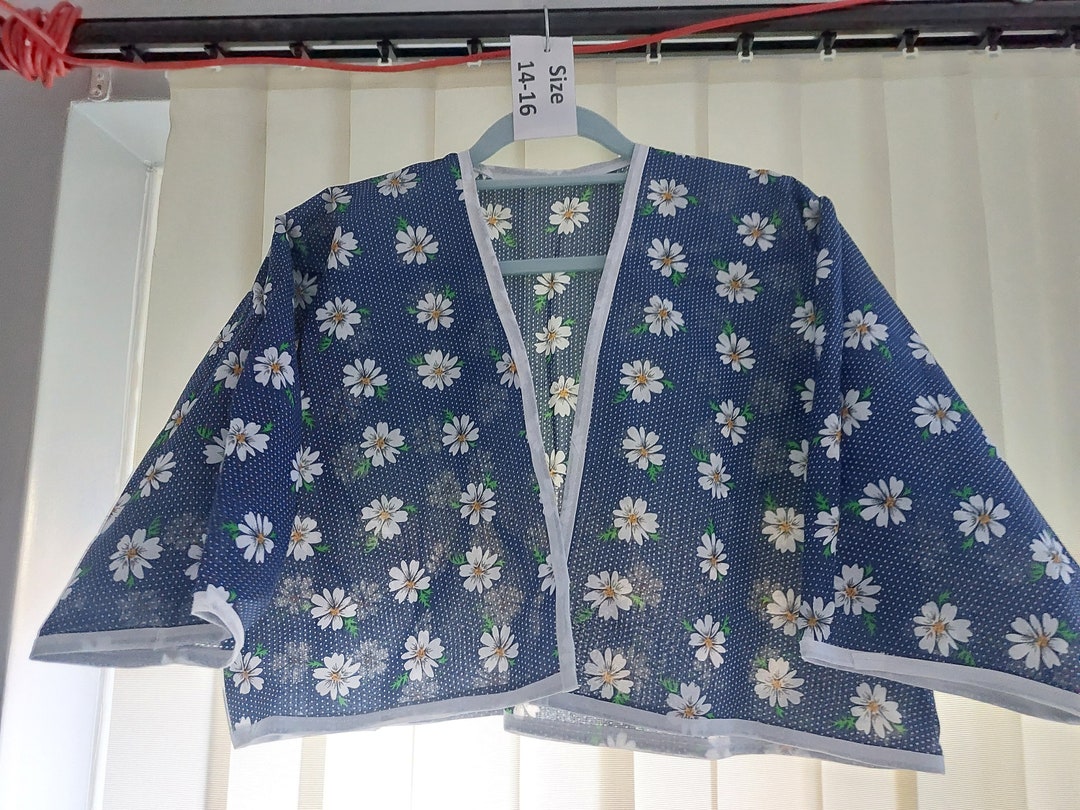 Handmade Cotton Kimono Top / Light Jacket Navy Blue Polka Dot Etsy UK