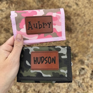 Carteras personalizadas para niños / Regalo personalizado para niños / Regalo para niños / Carteras de camuflaje rosa / Regalo de cumpleaños / Regalo de Navidad / Relleno de medias /