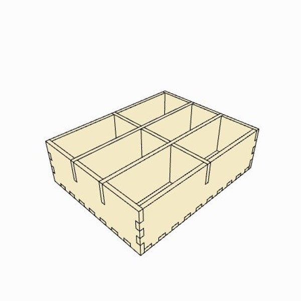 8"x10" by 3" tall | Divided slots | Unassembled | 6 slots