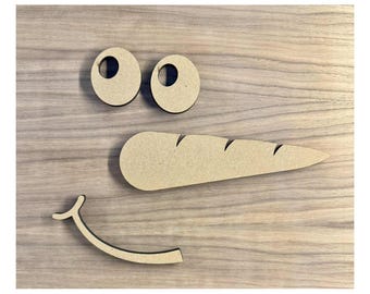 Laser Cut Snowman faces | 1/4&quot; MDF | Craft Kit | DIY Wood Craft | Face Blank | Snowman faces ONLY blank pieces