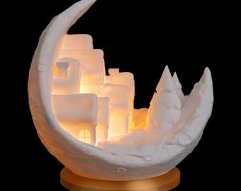 Village on the moon | Table top | Decor | 3D printed | Tea light