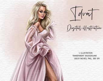 Fashion Clipart, Lady Boss Clipart, Planner Clipart, Beauty Blog Planner Girl Boss Illustration Office Girly Planner Supplies, long dress