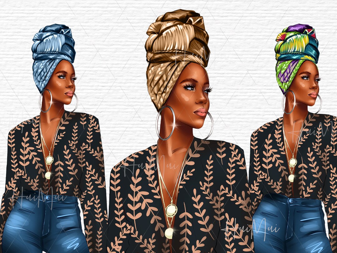 Black Woman Clipart Illustration Fashion Girl Clipart Diva Face Clipart ...