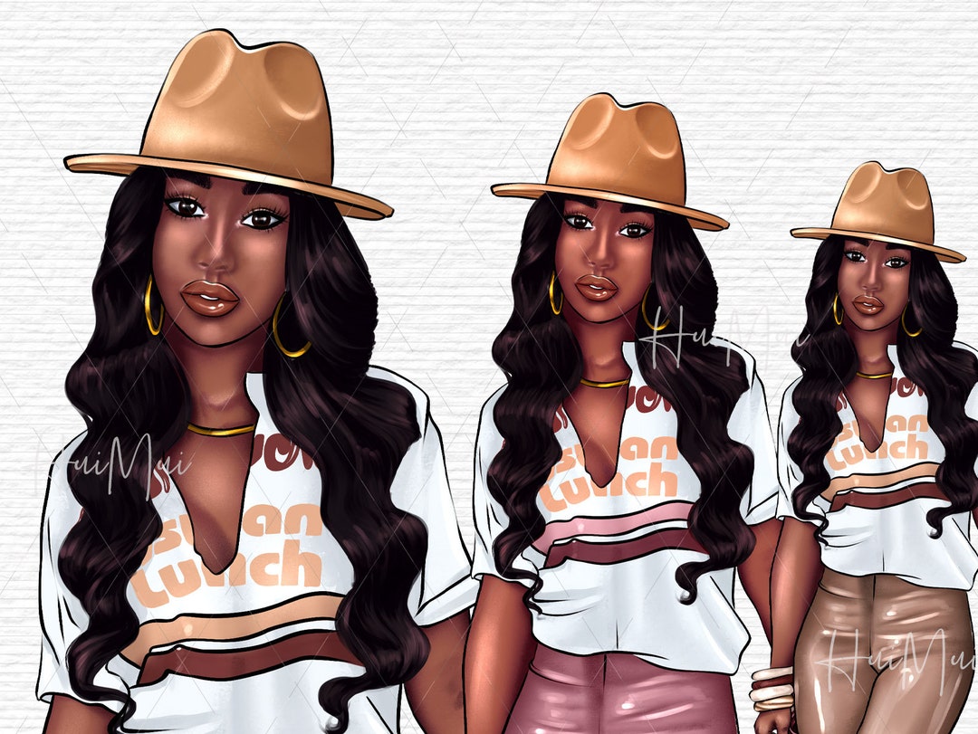 Black Woman Clipart Illustration, Fashion Girl Clipart, Diva Face ...