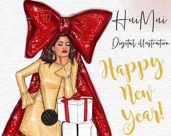 Capodanno 2022 Clipart, Clip art di Natale per ragazza di moda, Clip art per ragazza Planner Elementi di Natale, Clipart invernale PNG